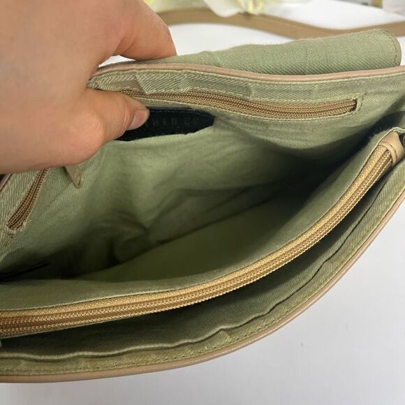 LIZ CLAIBORNE Nude/Tan Neutral Leather Flap Crossbody Bag 6x10in - Picture 11 of 12